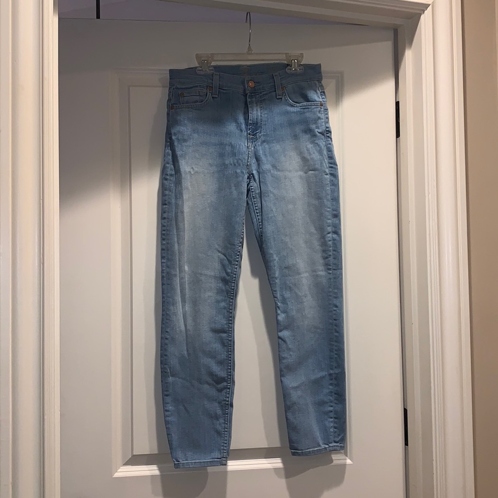 Seven Light Wash Cropped Skinny Jeans